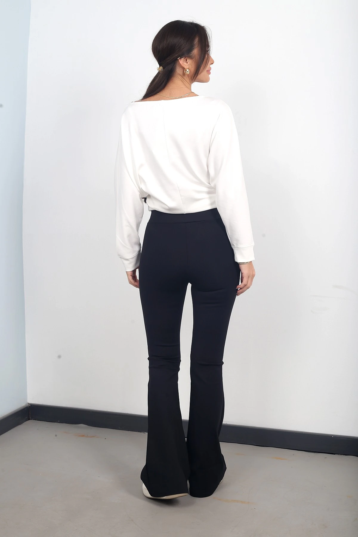 Kadın Beli Lastikli Dalgıç İspanyol Paça Pantolon