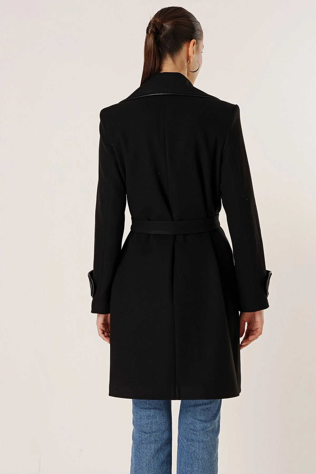 Yandan Cepli İçi Astarlı Biyeli İthal Kaşe Kaban