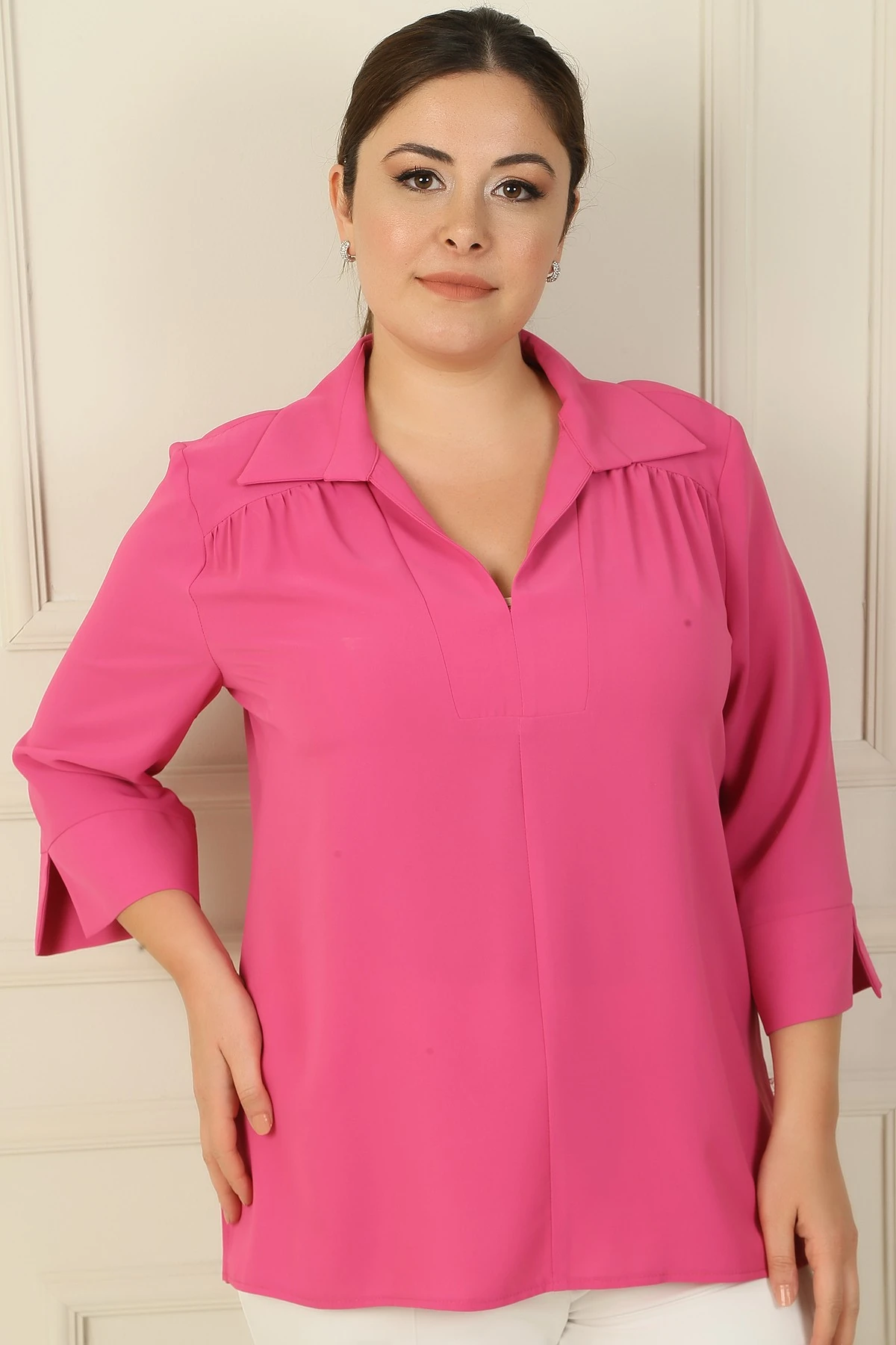 Polo Yaka Çeyrek Kol B.B. Bluz