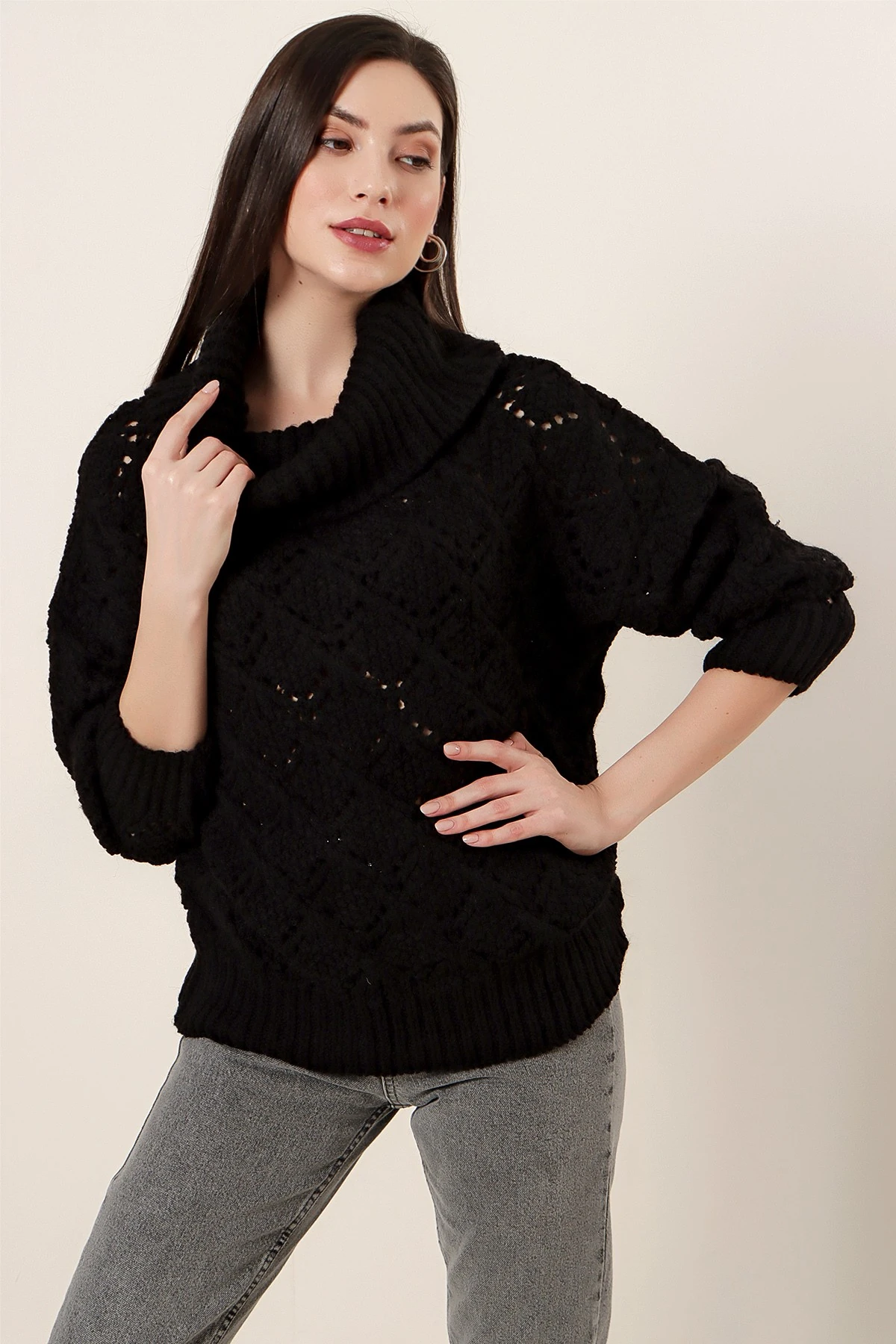 Balıkçı Yaka Modelli Akrilik Kazak