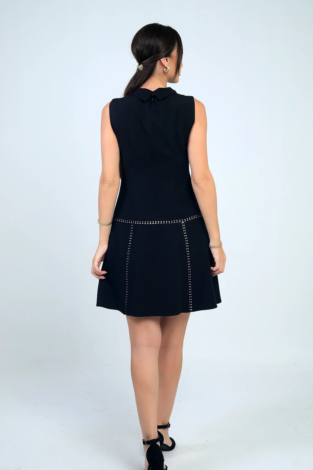 Kadın Ara Şeritli Kısa Krep Elbise