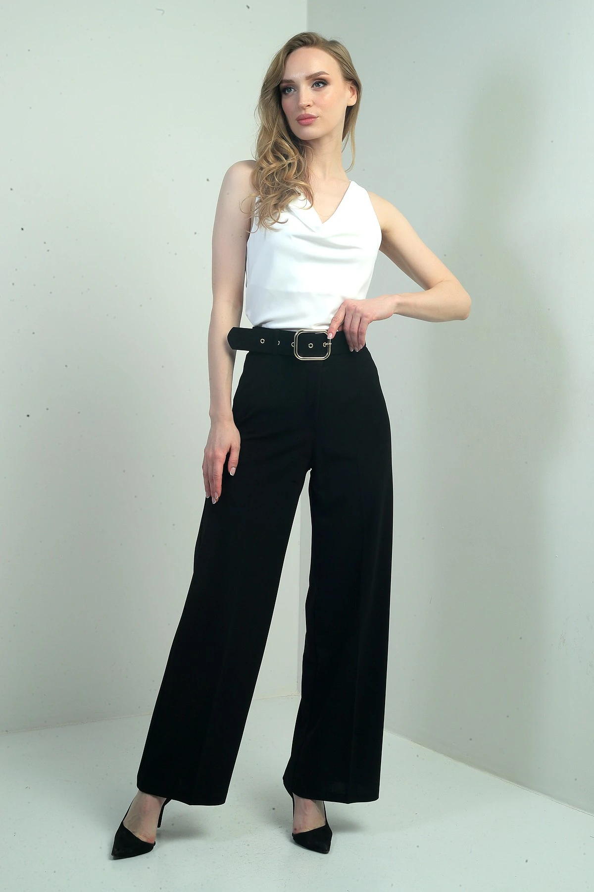 Kadın Scuba Krep Likralı Palazzo Pantolon