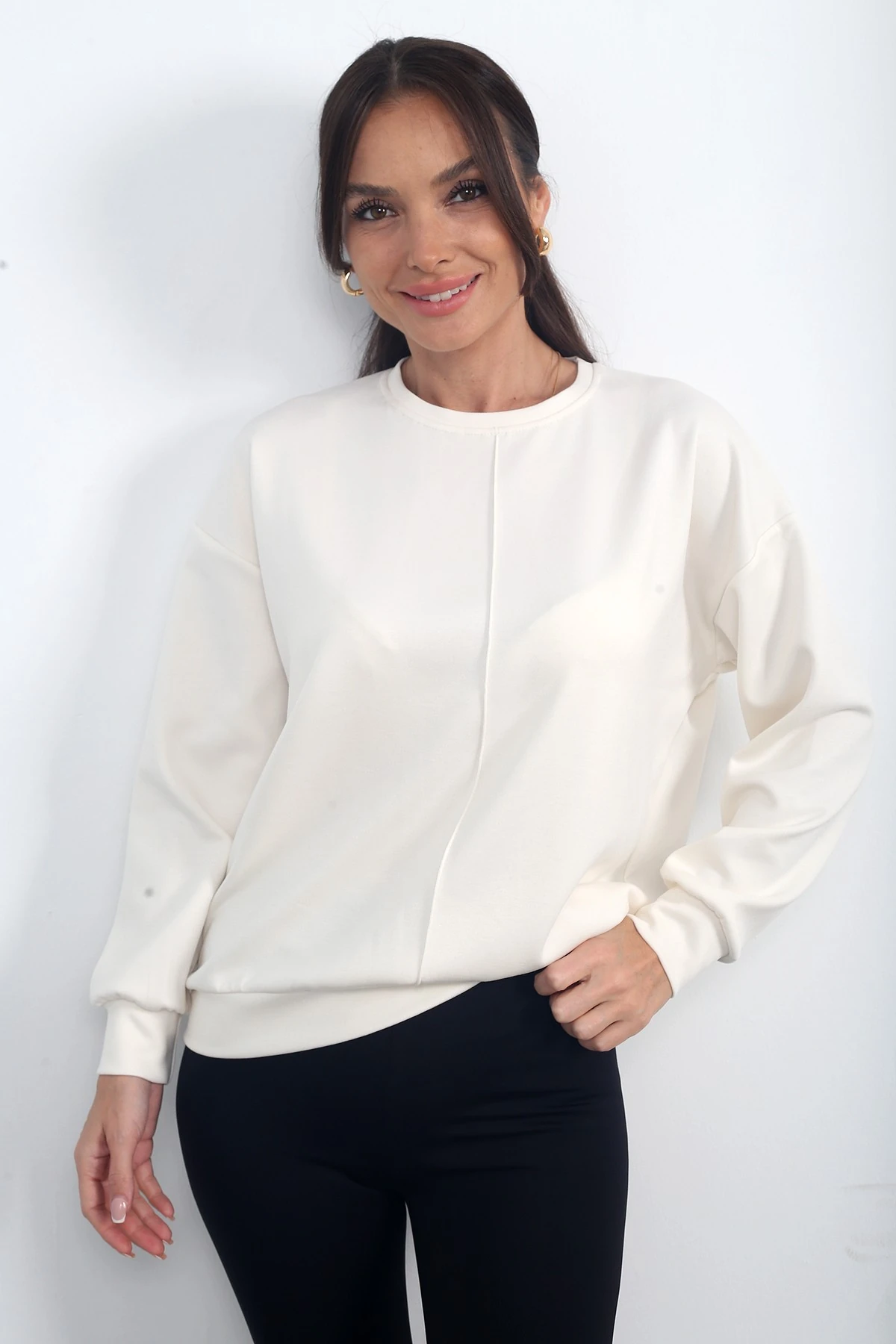 Kadın Önü Çımalı Oversize Sweat