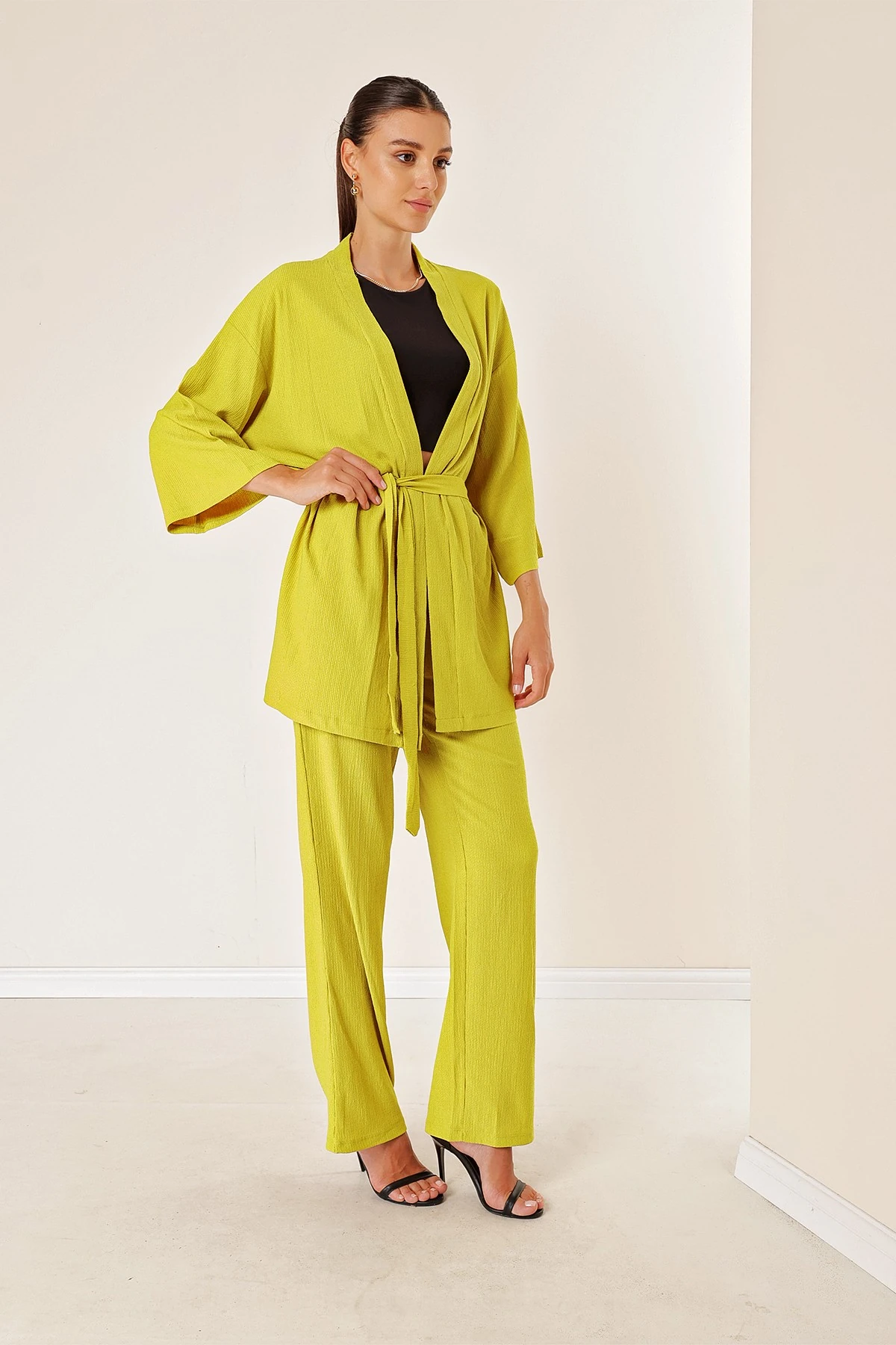 Bürümcük Pantolonu Cepli Kimono Takım