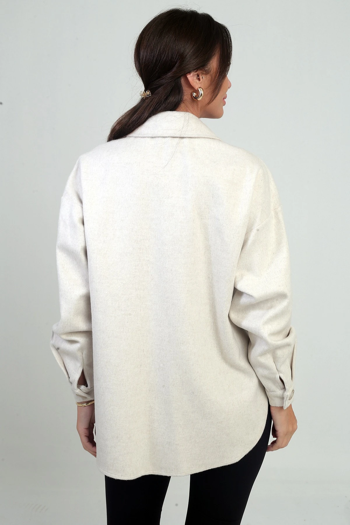 Kadın Önü Düğmeli Cepli Gömlek