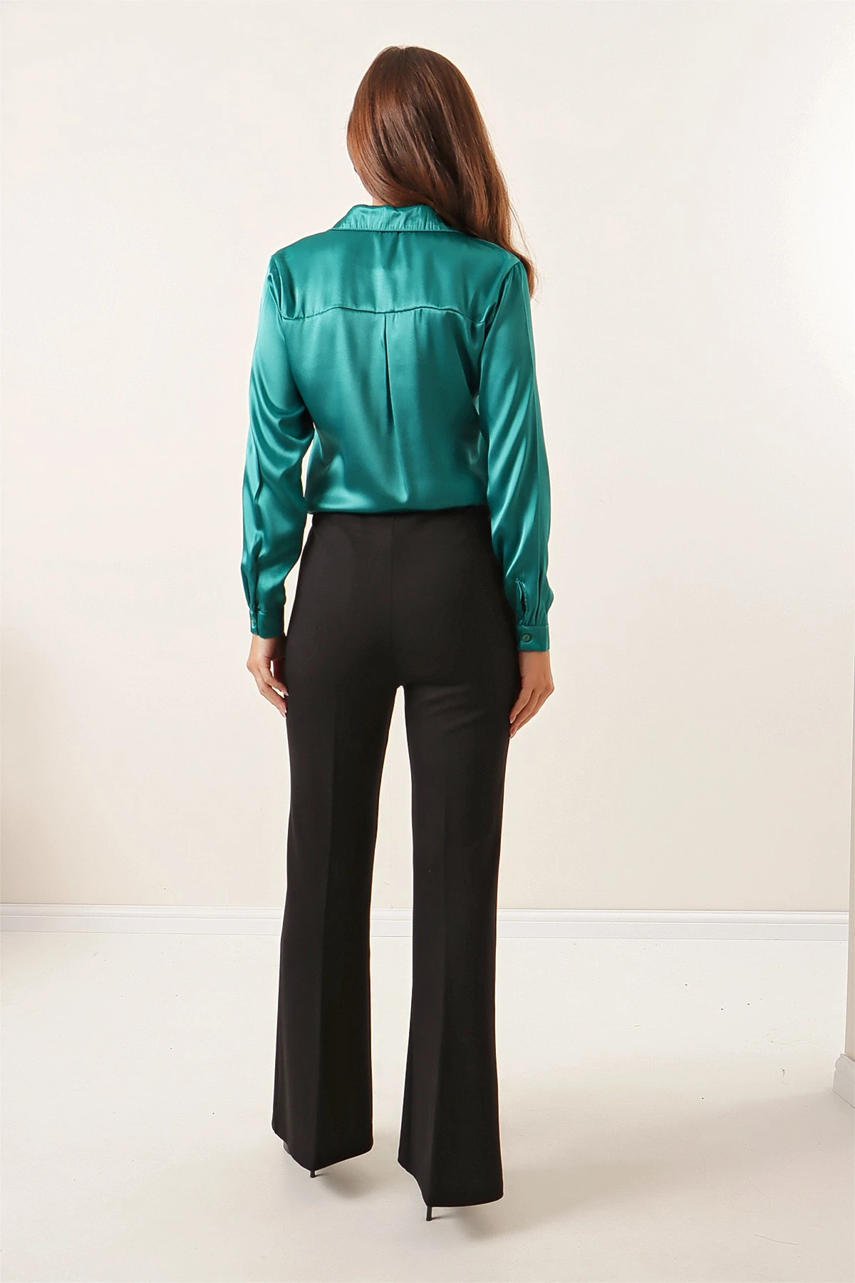 Yüksek Bel Full Likra Çelik İnterlop İspanyol Paça Pantolon