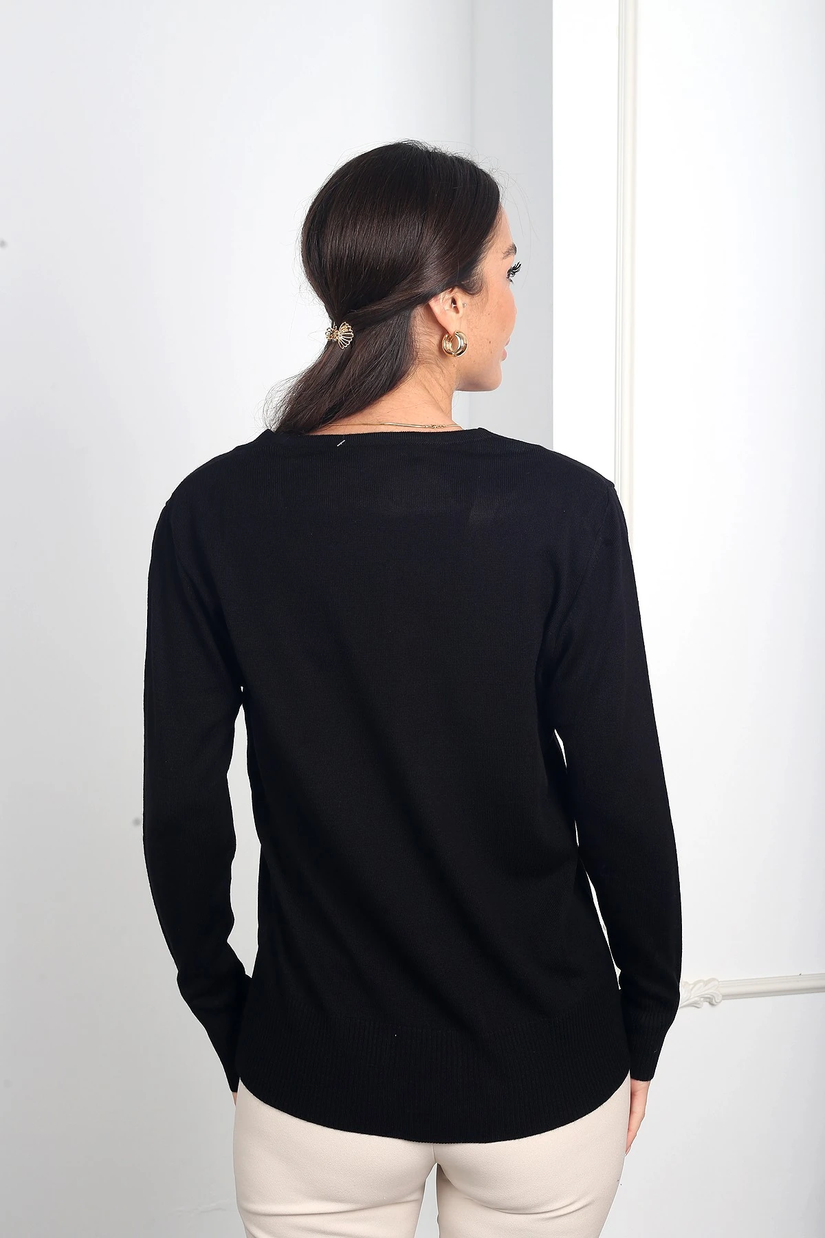 Kadın Basic V Yaka Hırka