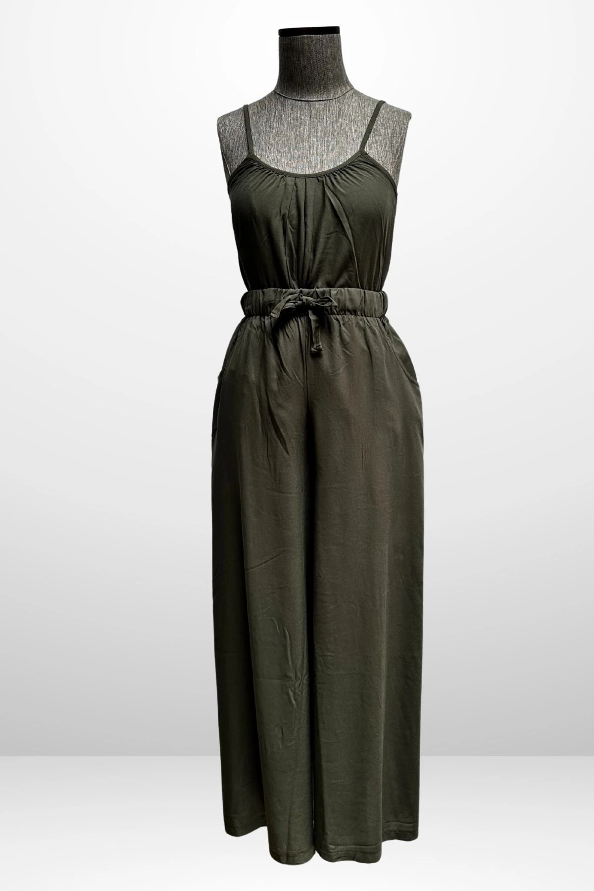 Kadın İp Askılı Bluz Beli Lastikli Cepli Palazzo Pantolon 2'li Takım