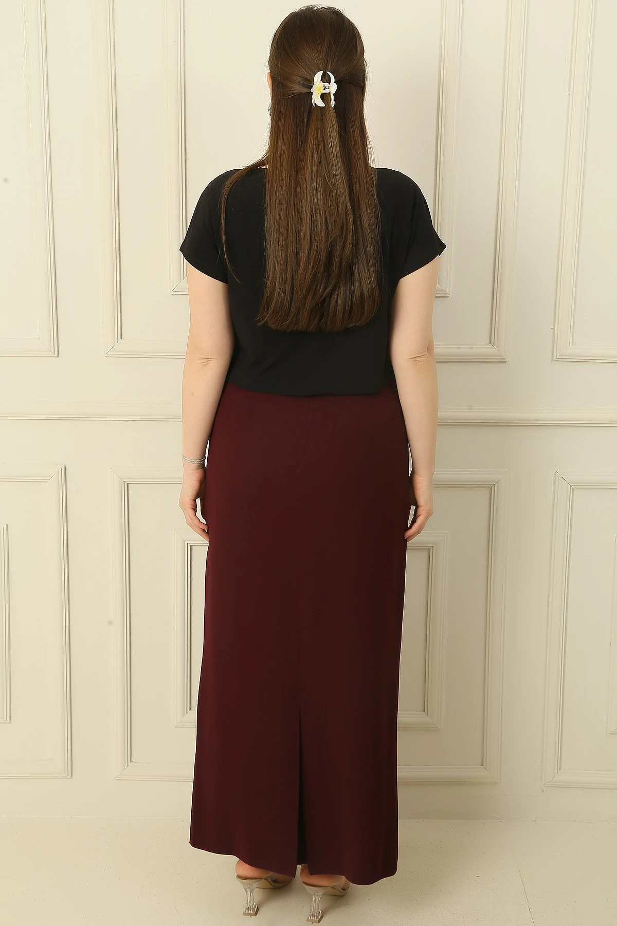 Astarlı Büyük Beden İthal Krep Uzun Etek