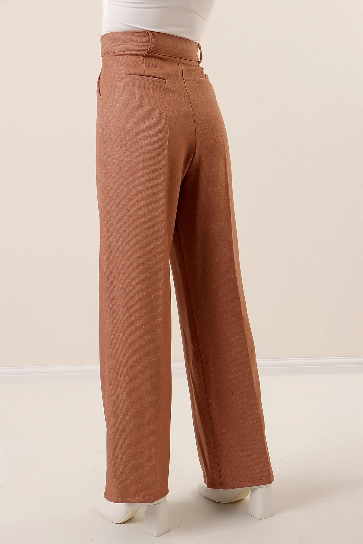 Yandan Cepli Yün Efektli Palazzo Pantolon