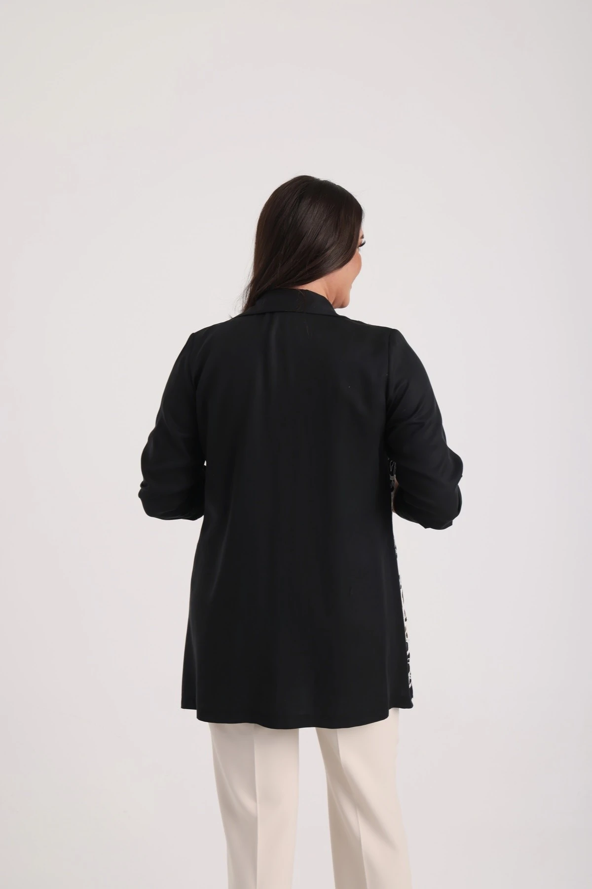 Kadın Kolsuz Likralı Bluz Kol Katlamalı Dantelli Ceket Büyük Beden 2'li Takım