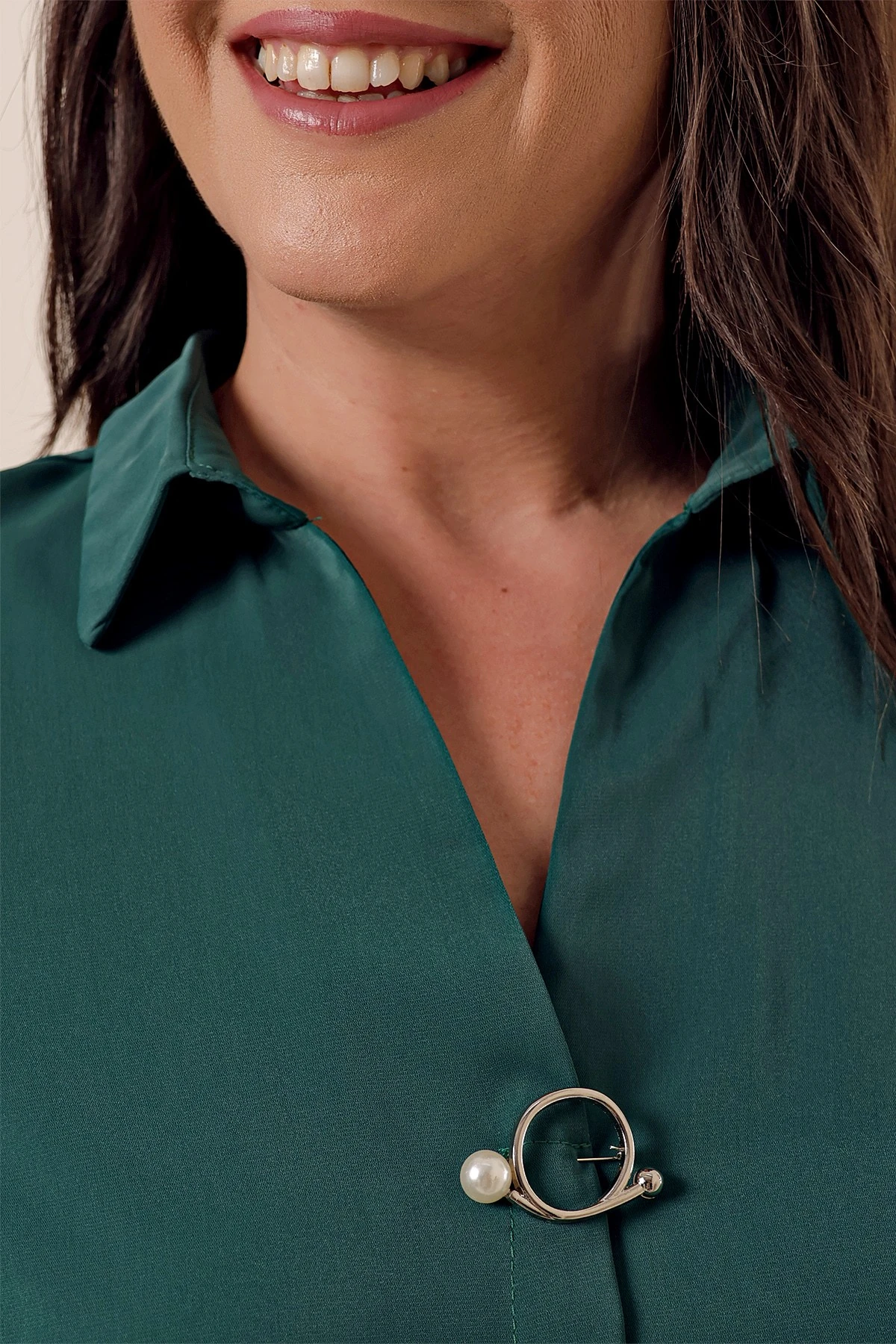 Polo Yaka Çeyrek Kol Büyük Beden Bluz