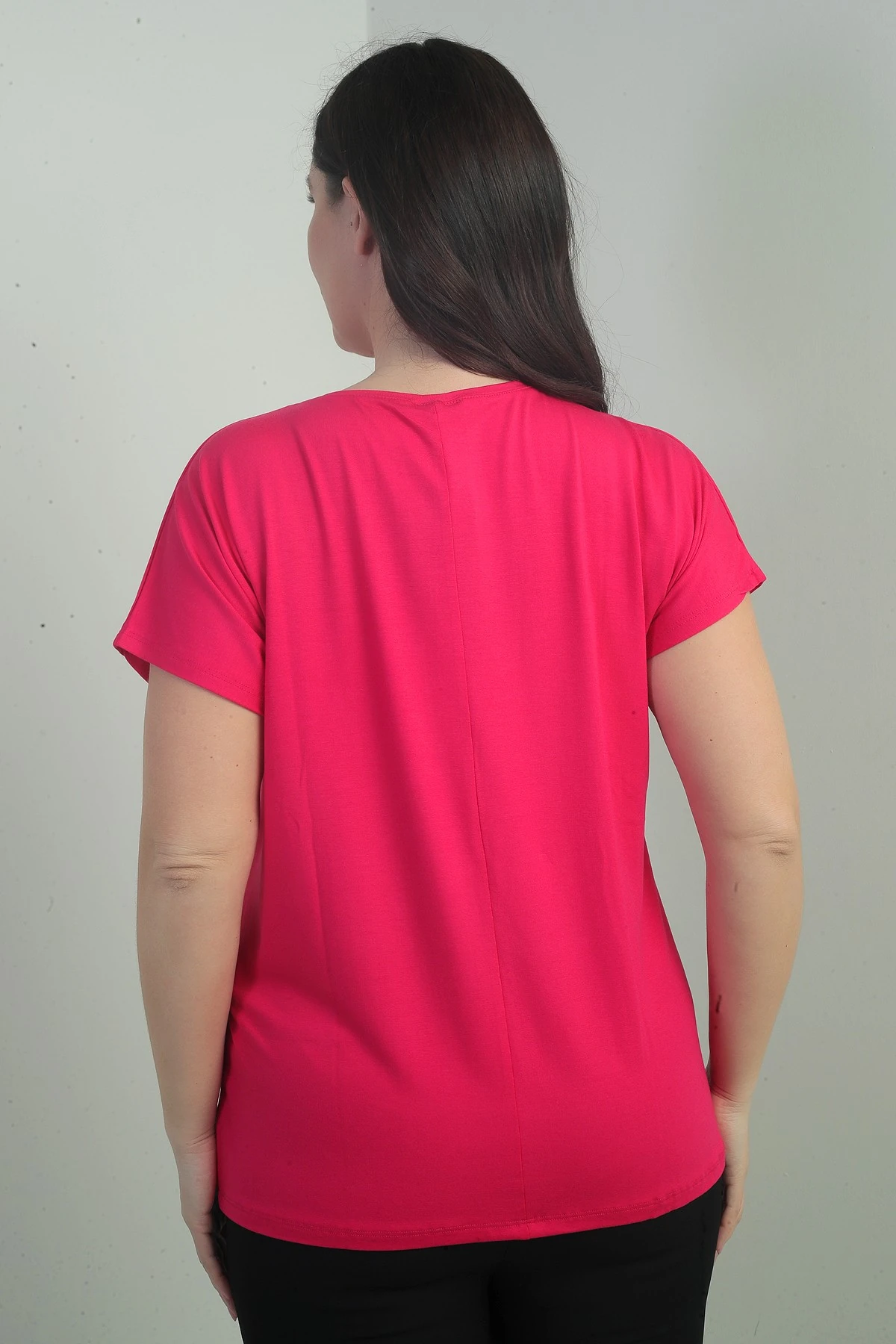 Kadın Önü Şelale Taş Baskılı Bisiklet Yaka B.B. Bluz