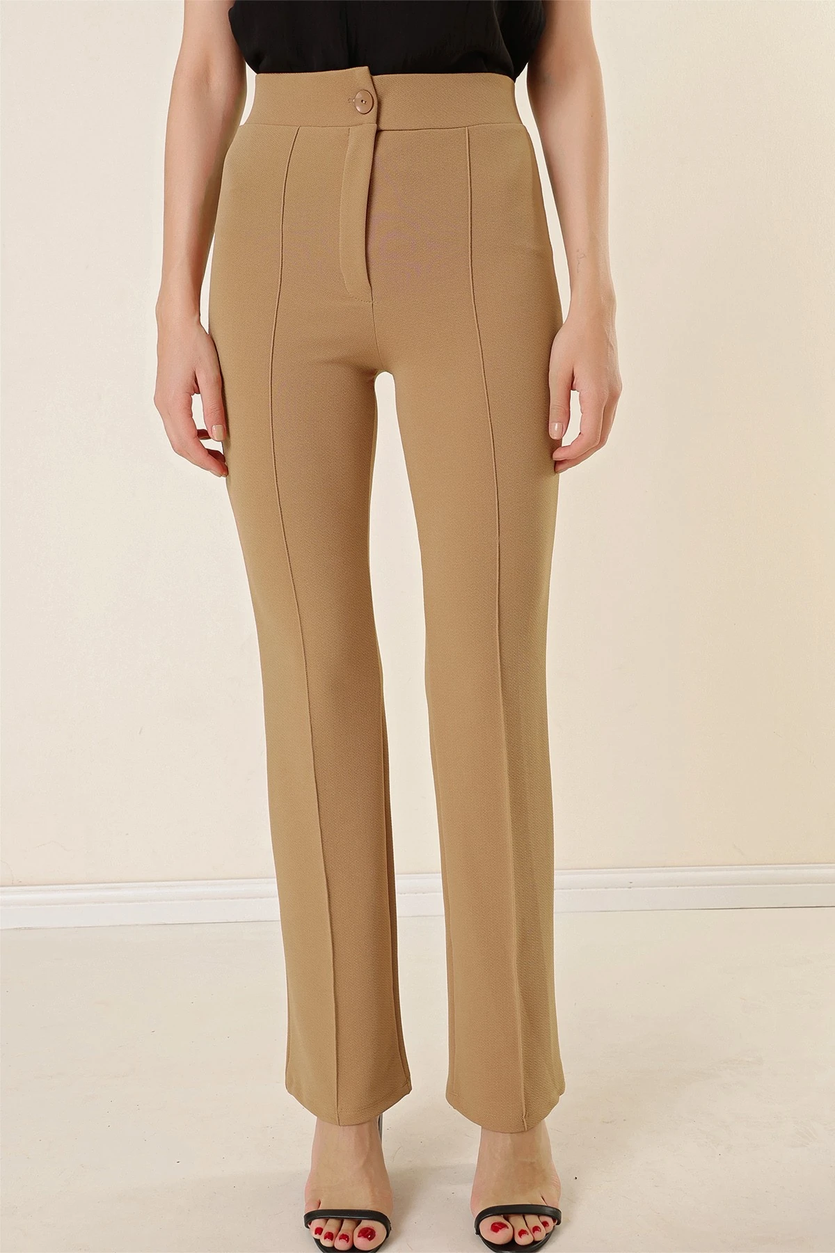 Kadın Yüksek Bel Toparlayıcı Çımalı Palazzo Pantolon