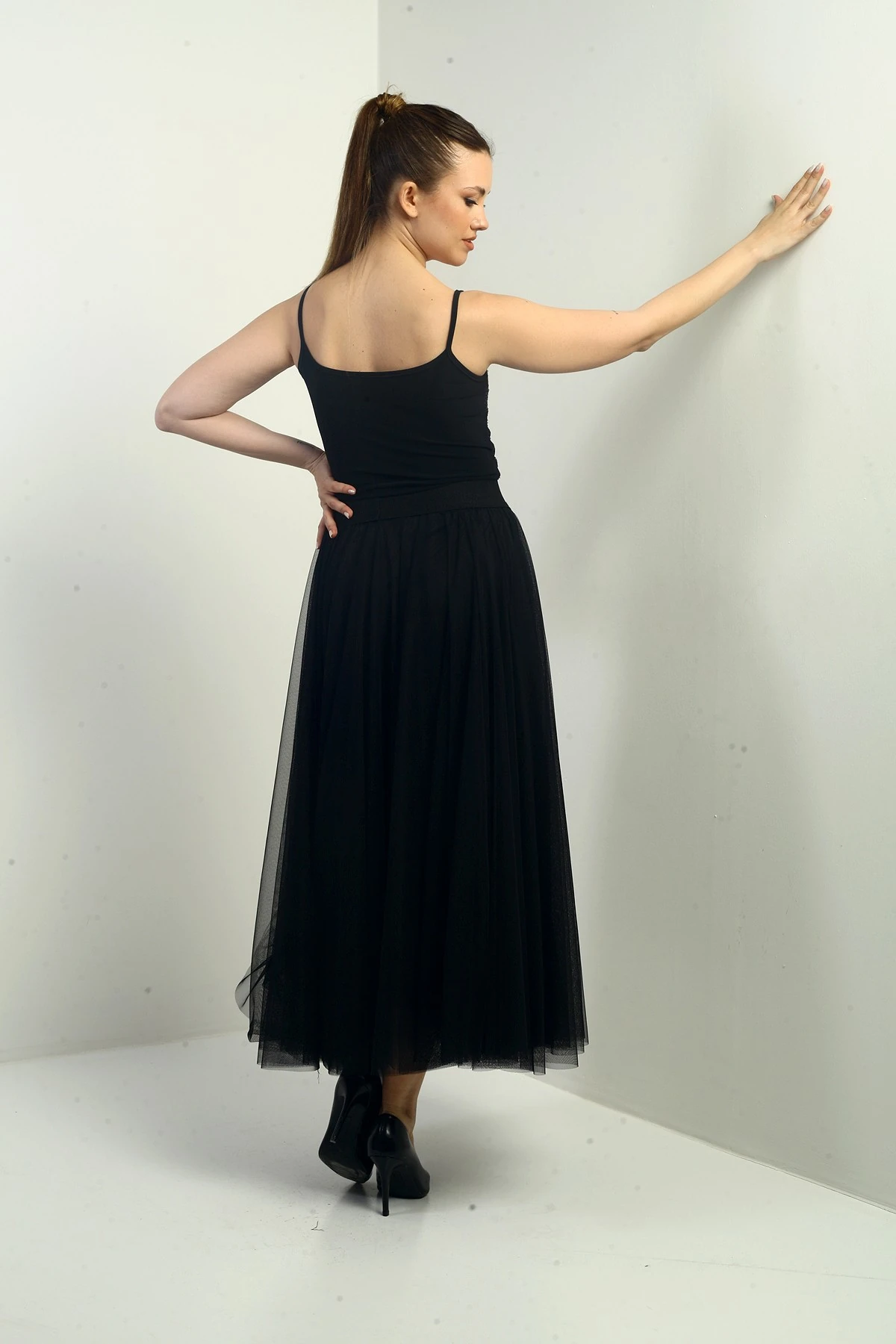 Kadın Beli Lastikli Astarlı Tül Etek