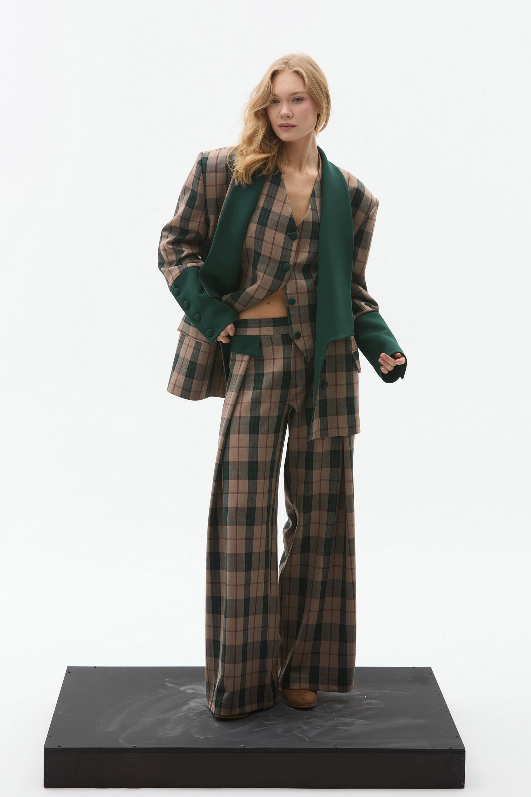 APS DÜŞÜK BEL KARELİ PANTOLON