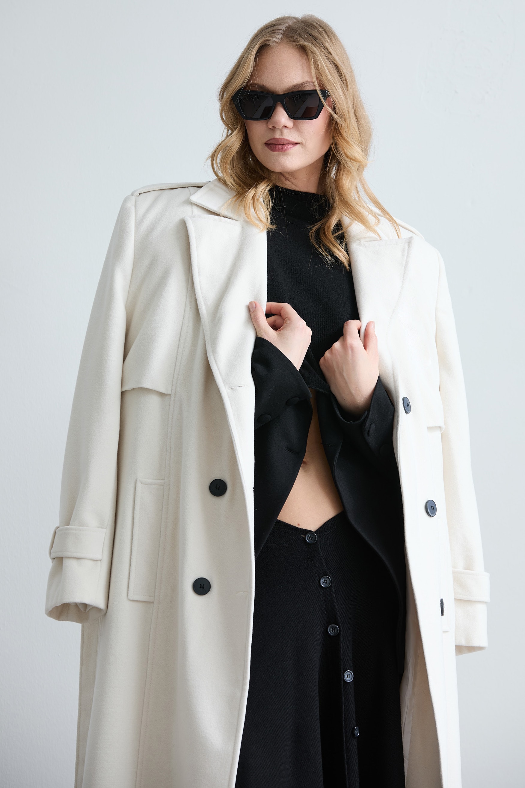 TINA BEYAZ KAŞMİR PALTO