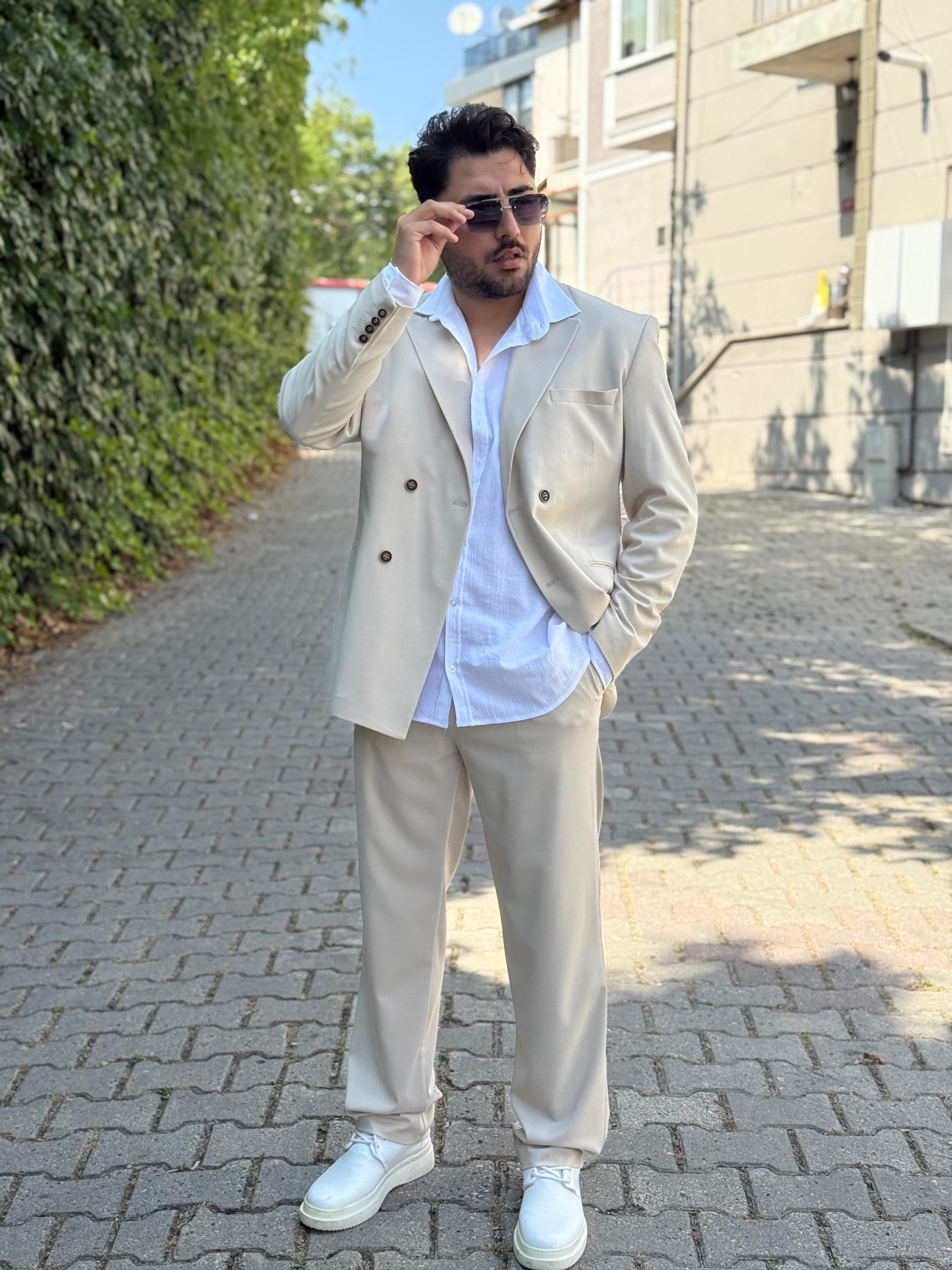 Oversize Takım Elbise Bej