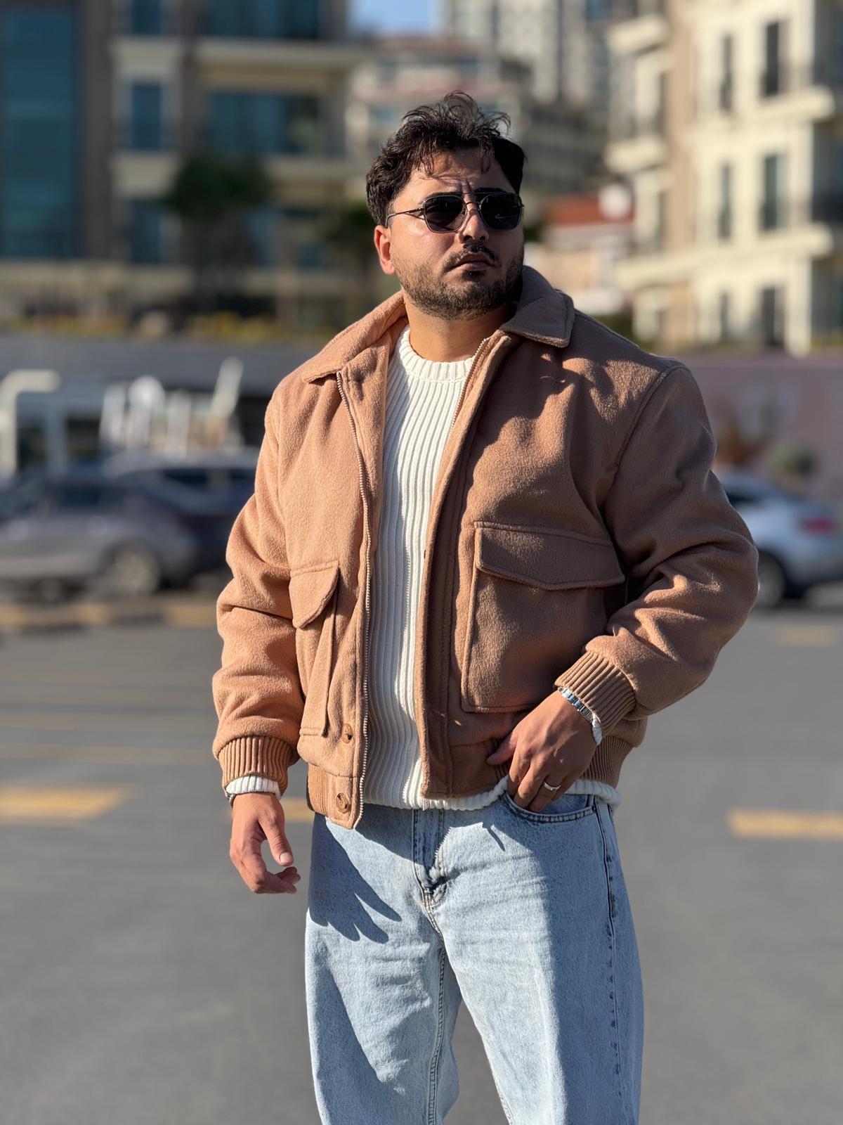 Kaşe Torba Cepli Mont  - Sütlü Kahve