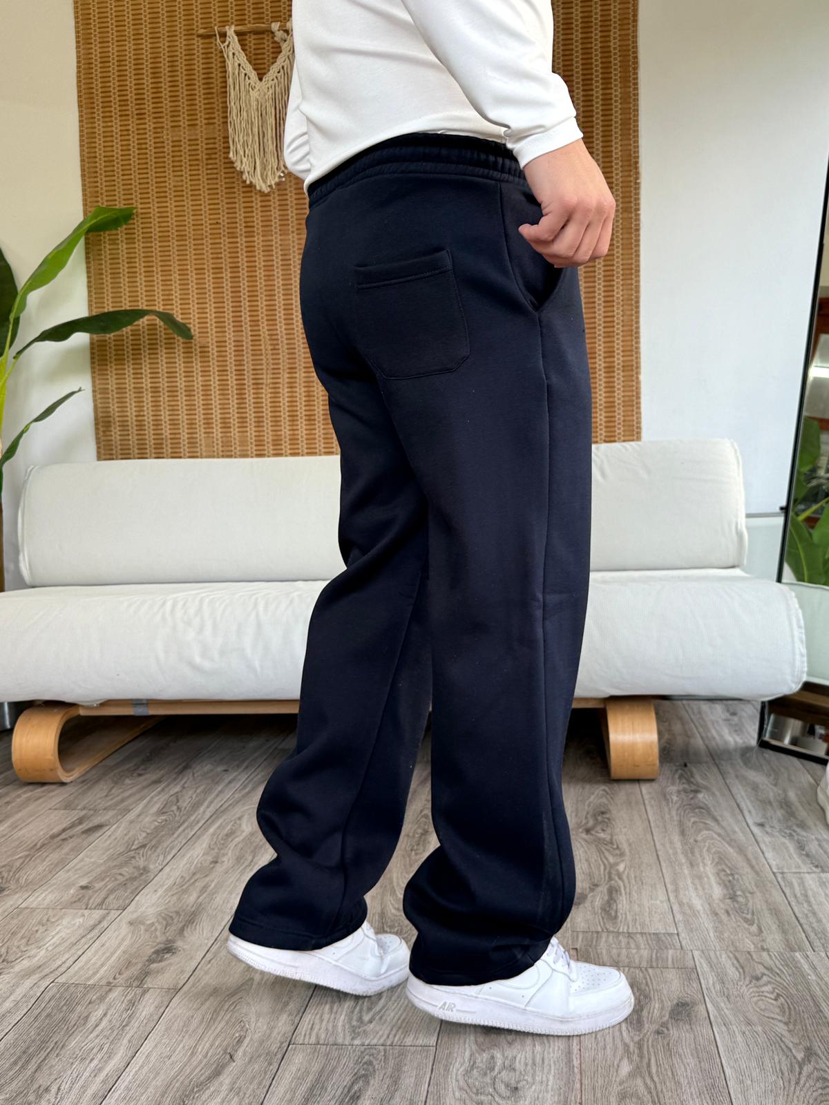 Üç İplik Şardonlu Baggy Eşofman Alt - Lacivert