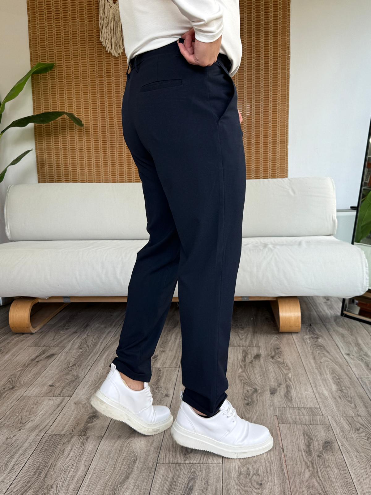 Premium Duble Paça Dilli Kapama Kumaş Pantolon - Lacivert