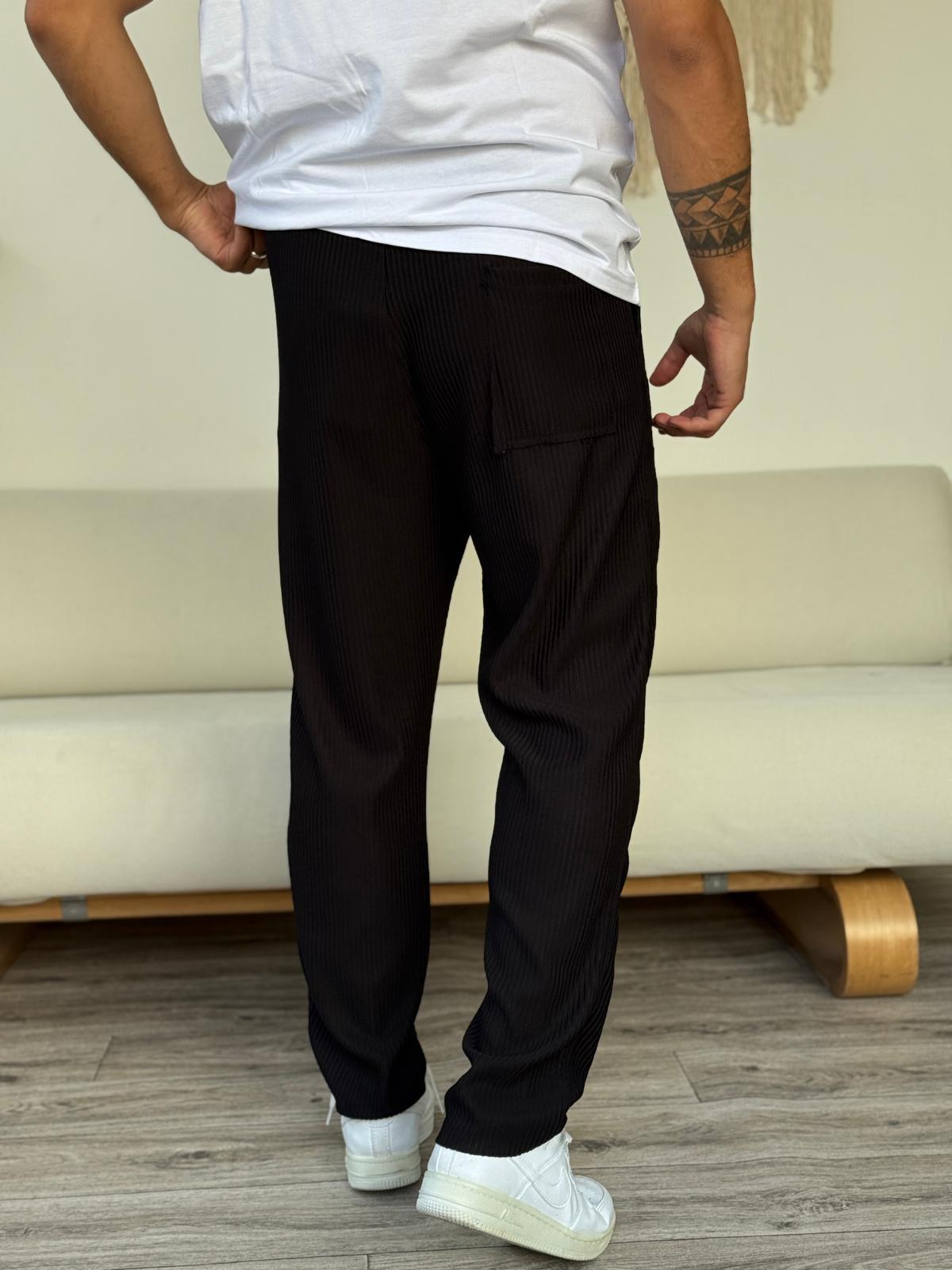 Fitilli Alt Jogger Eşofman  - Siyah
