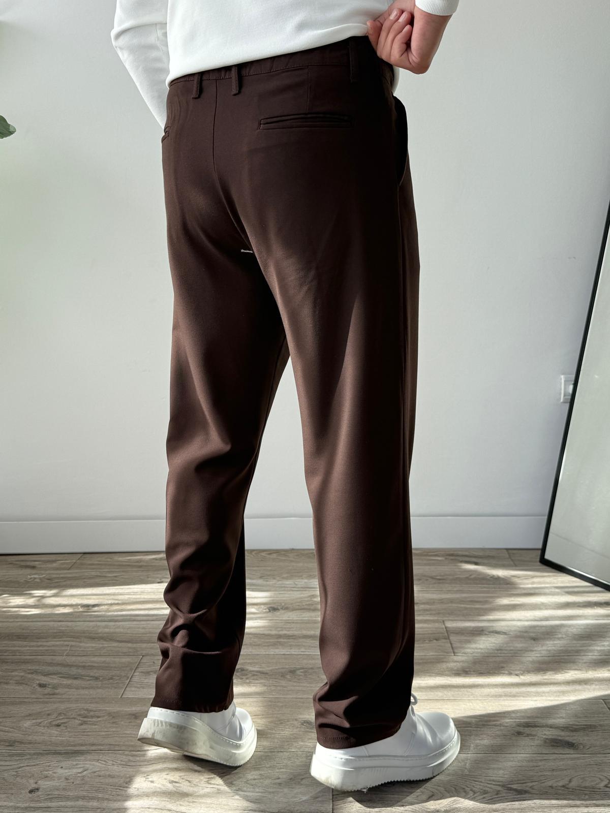 Kumaş Baggy Pile Detaylı Pantolon - Kahverengi