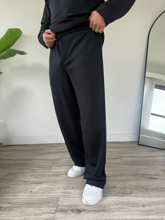 Oysho Kumaş Alt Üst Takım Alt Baggy Üst Yarım Fermuarlı Sweat - Antrasit