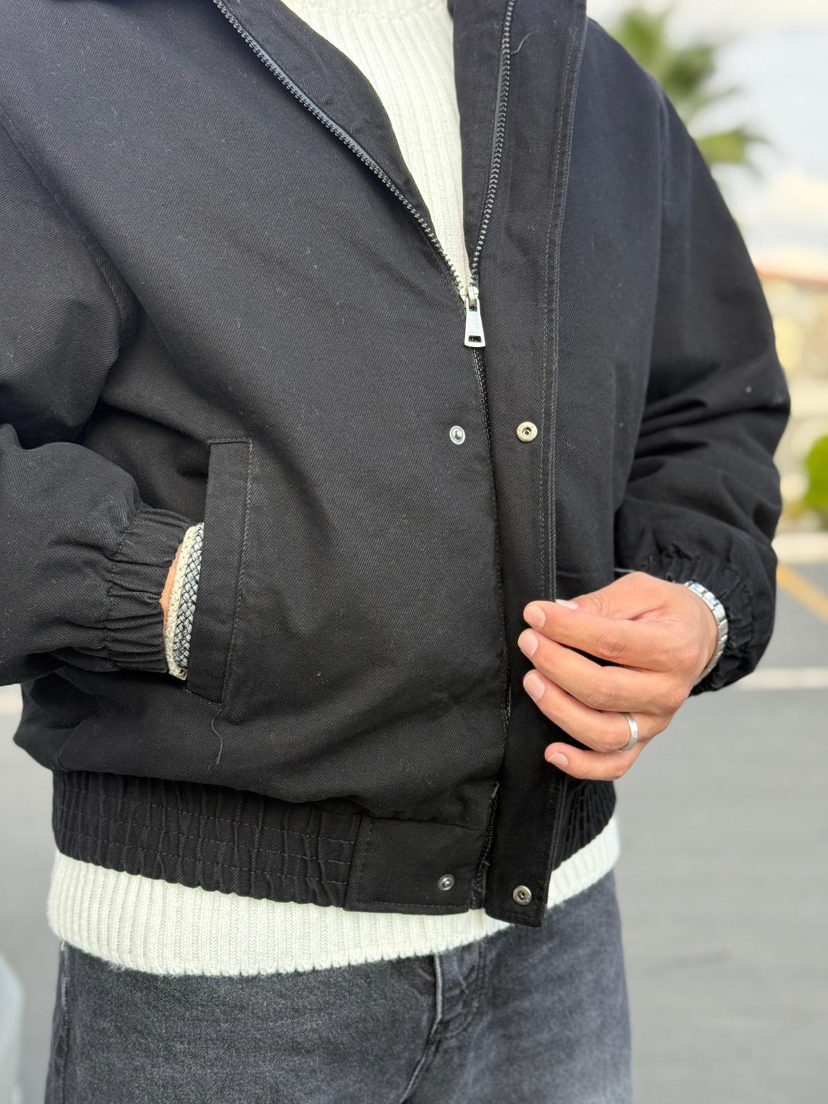 Oversize Denim Ceket - Siyah