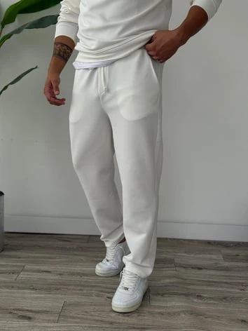 Petek Örme Alt Üst Yarım Fermuarlı Takım - Ekru