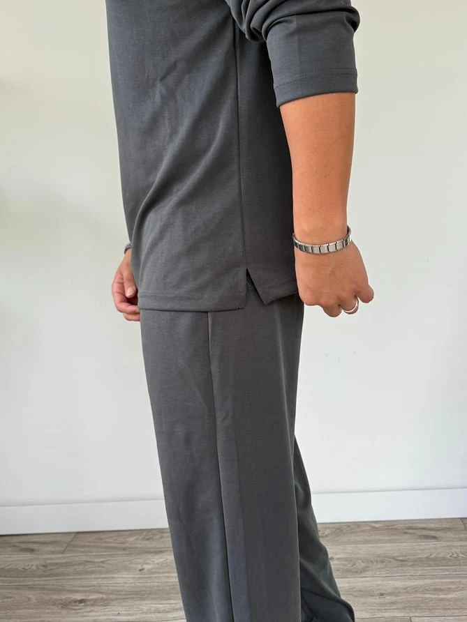 Oysho Kumaş Alt Üst Takım Alt Baggy Üst Yarım Fermuarlı Sweat - Haki Yeşili