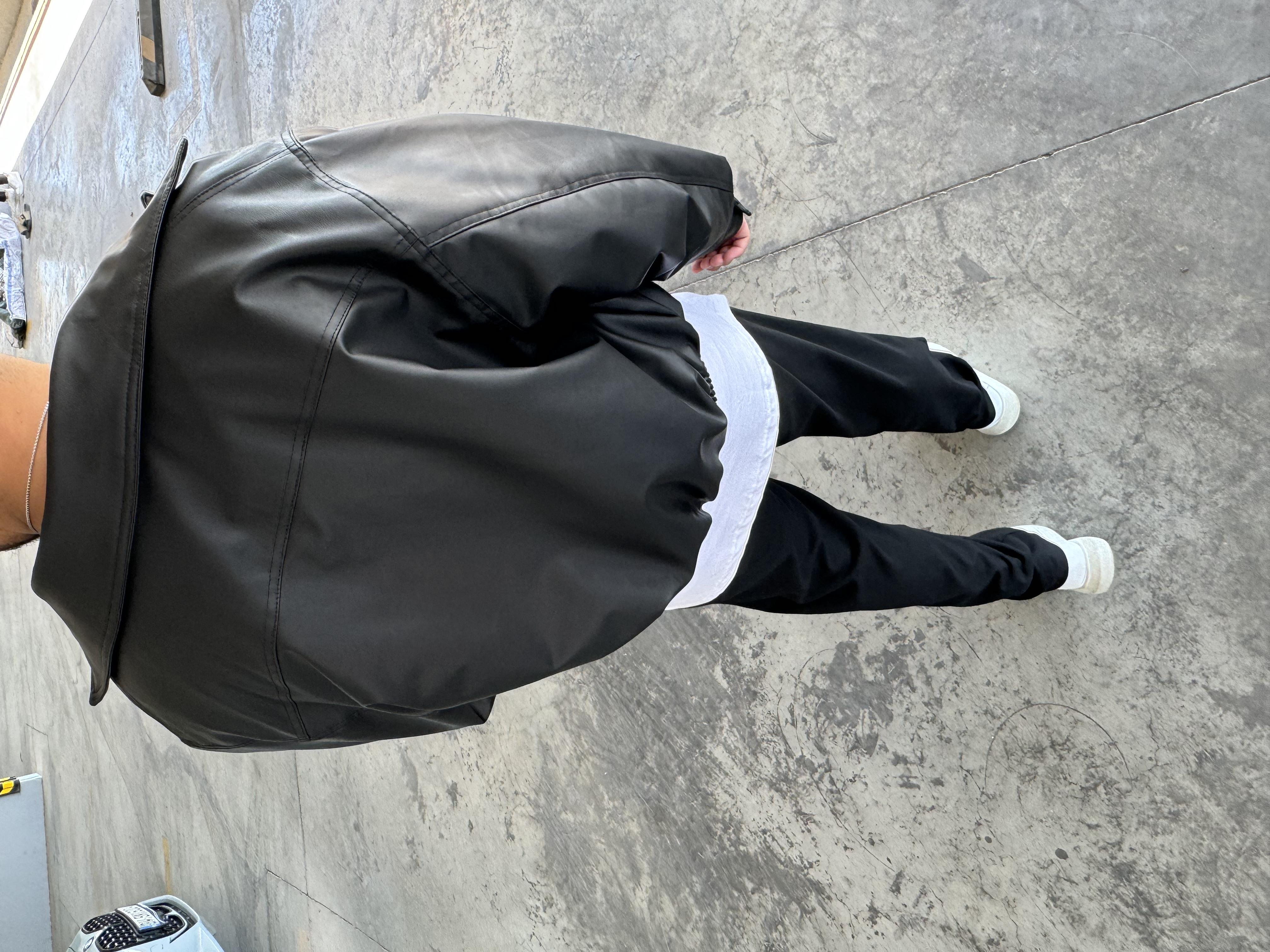 Bomber Oversize Deri Ceket Siyah