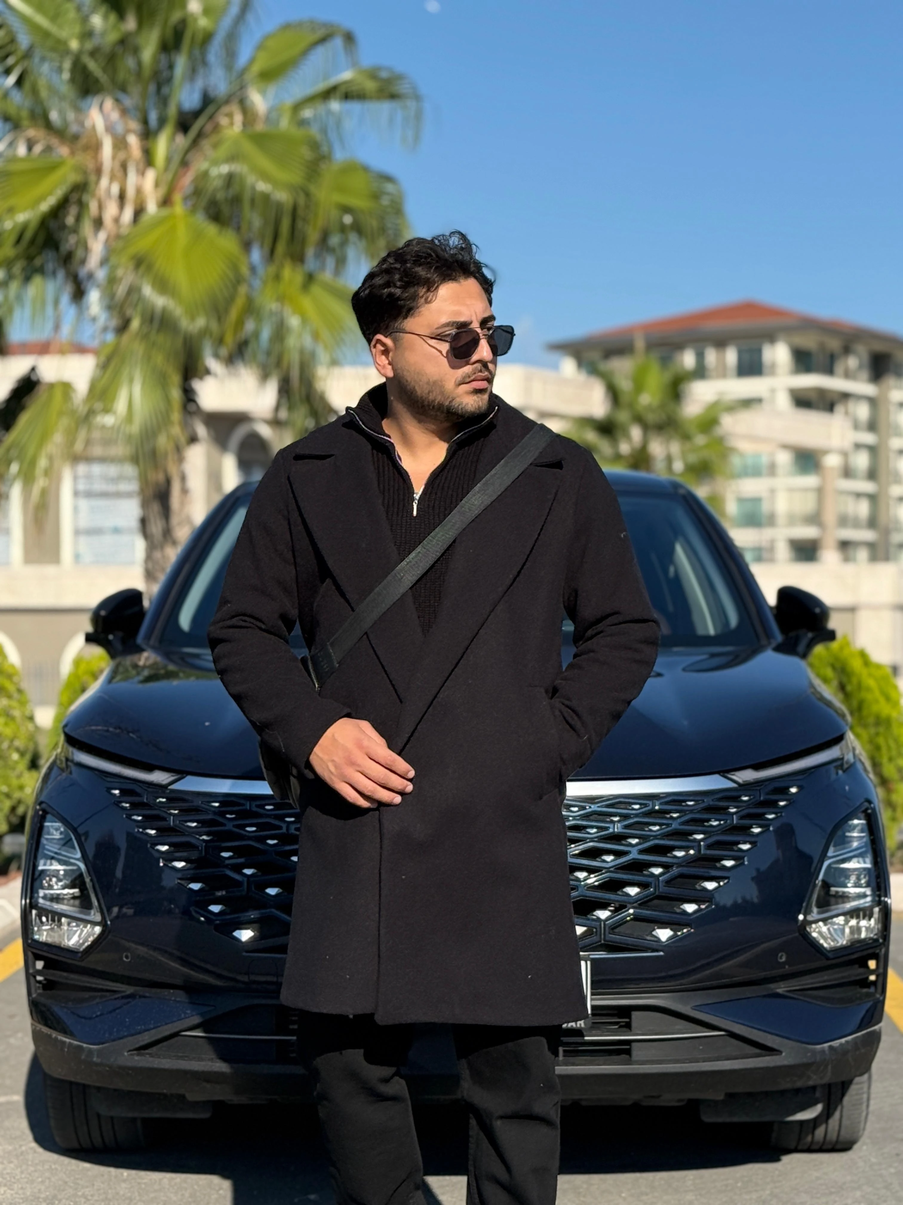 Oversize Kaşe Kaban - Siyah