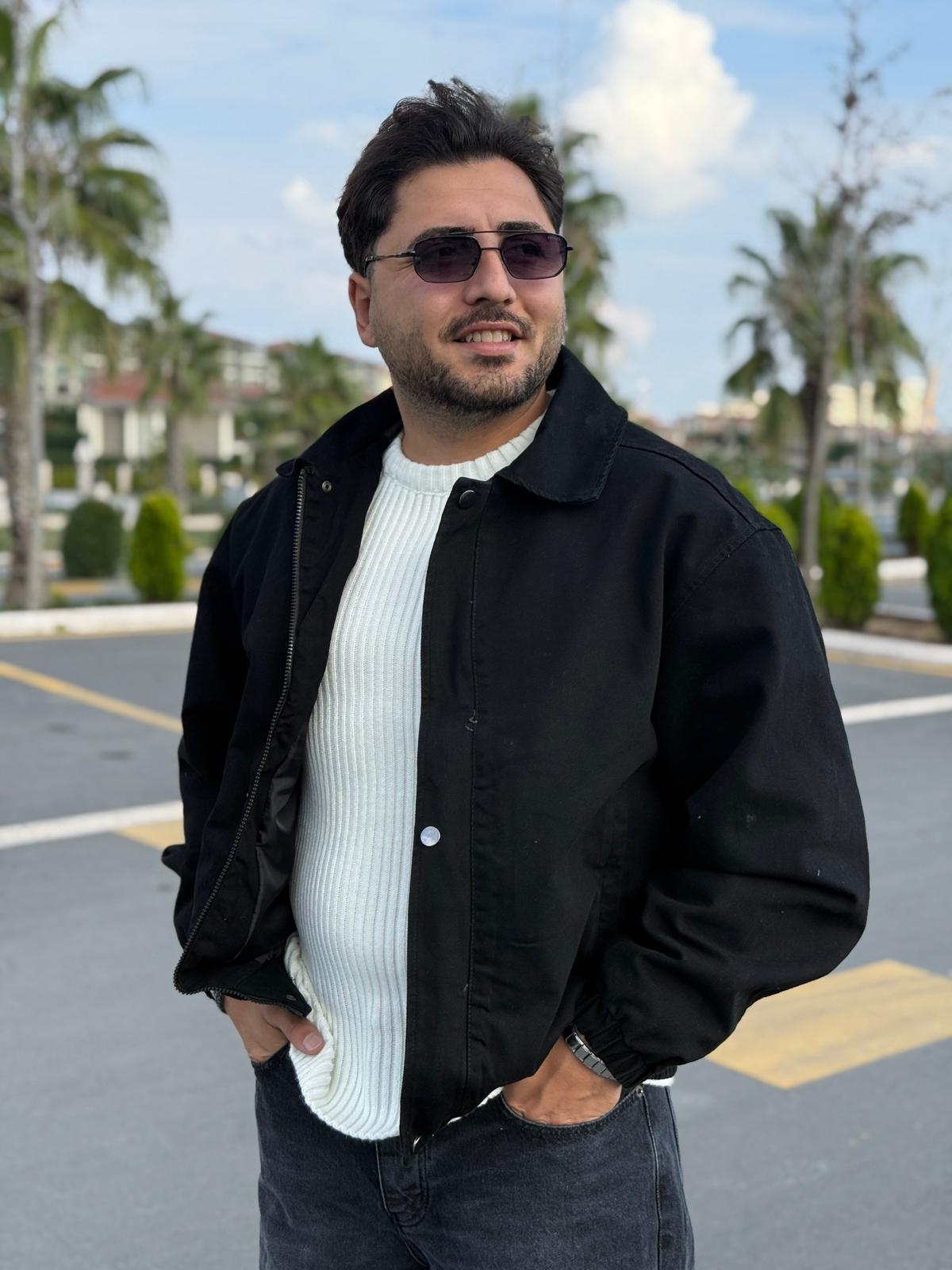 Oversize Denim Ceket - Siyah