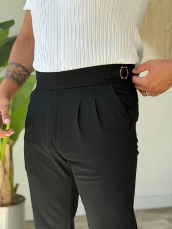 Harvest Duble Paça Kumaş Pantolon - Siyah