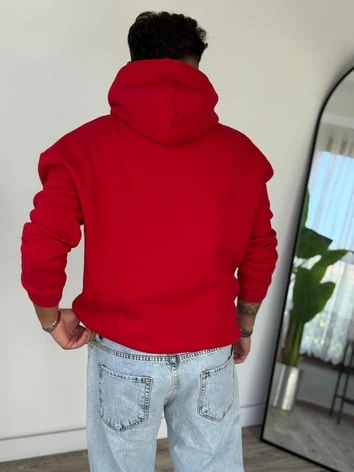 Kapüşonlu Kanguru Cepli Sweat - KIRMIZI
