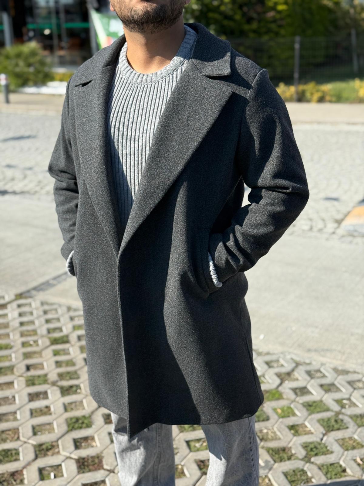 Oversize Kaşe Kaban - Antrasit