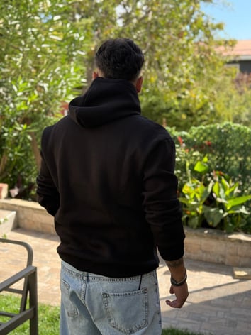 Kapüşonlu Kanguru Cepli Sweat - Siyah