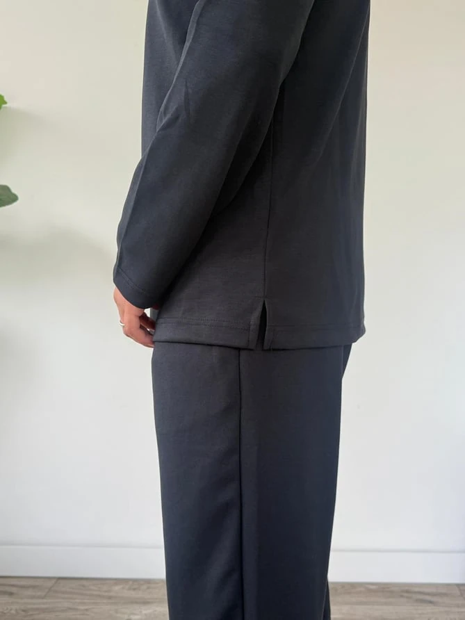 Oysho Kumaş Alt Üst Takım Alt Baggy Üst Yarım Fermuarlı Sweat - Haki Yeşili