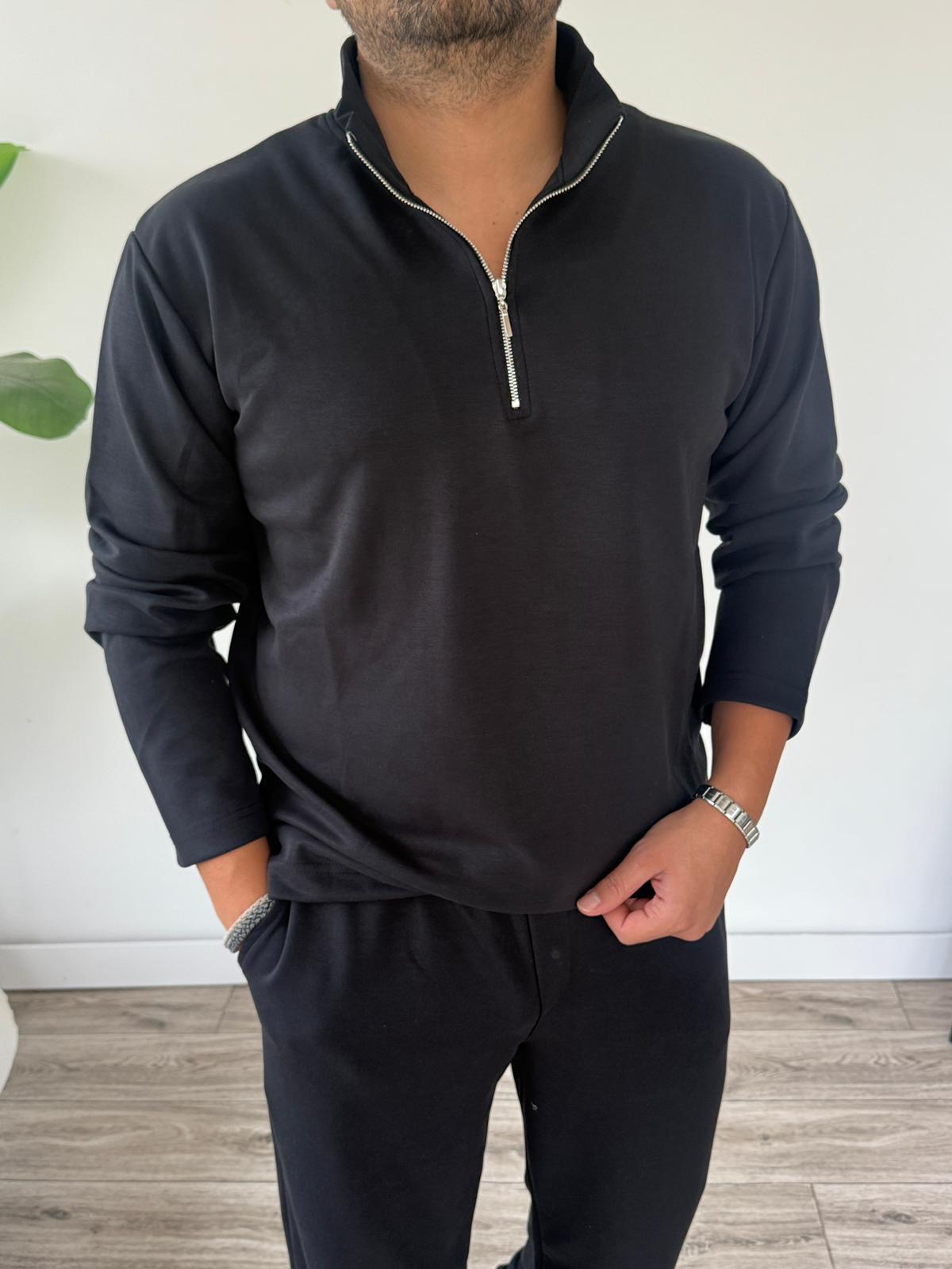 Oysho Kumaş Alt Üst Takım Alt Baggy Üst Yarım Fermuarlı Sweat - Haki Yeşili