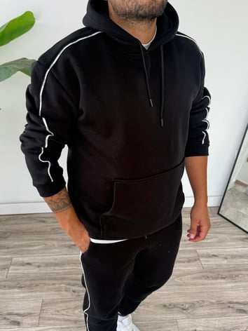 Kapüşonlu Kanguru Cepli Biyeli Alt Üst Takım