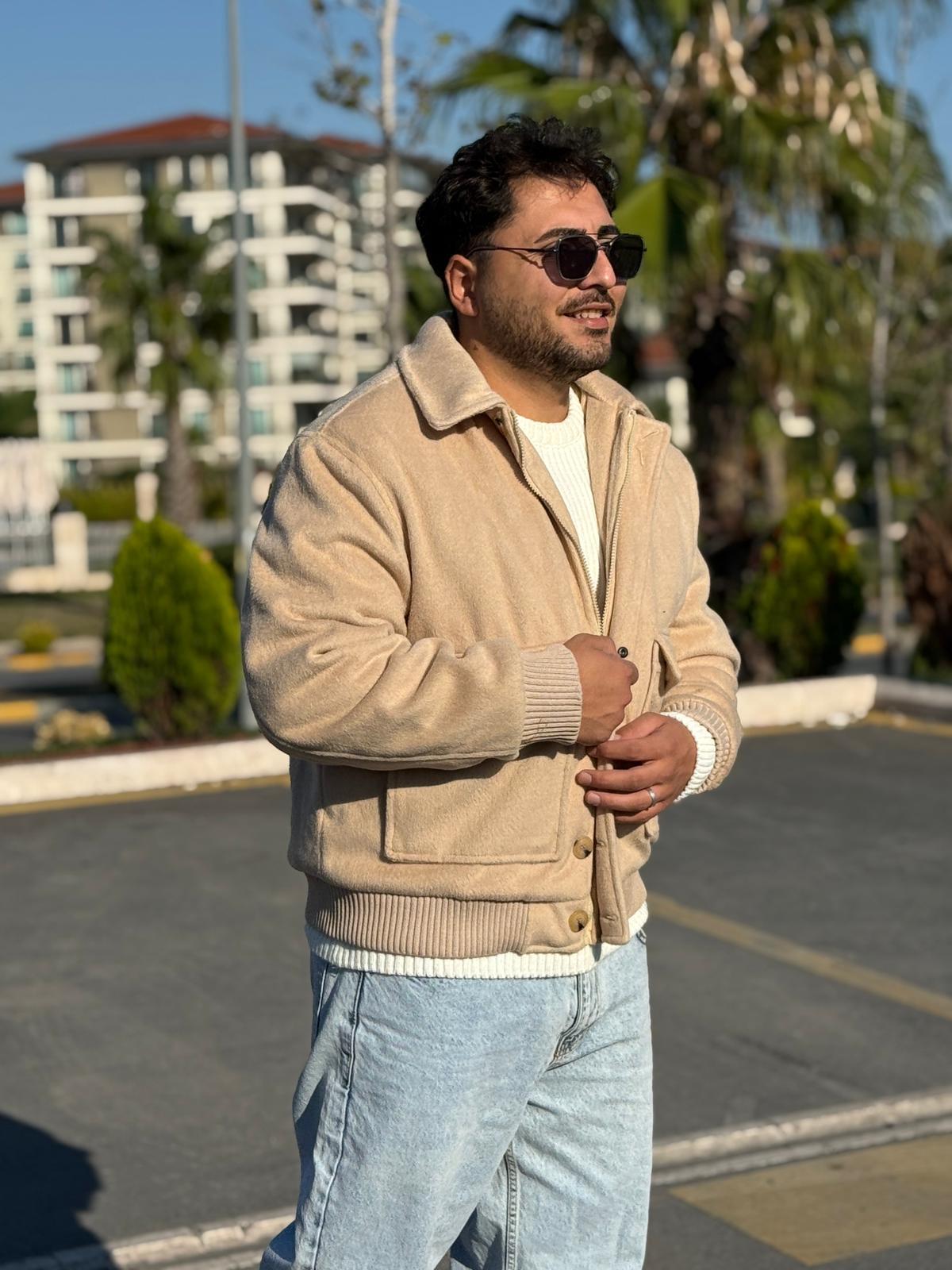 Kaşe Torba Cepli Mont  - Bej