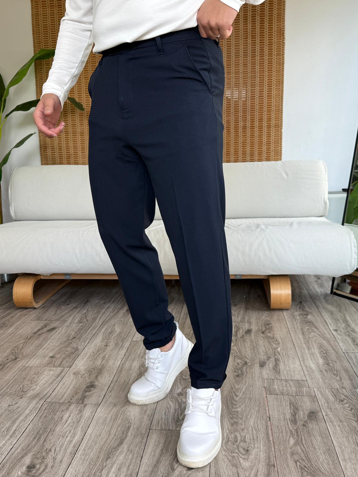 Premium Duble Paça Dilli Kapama Kumaş Pantolon - Lacivert