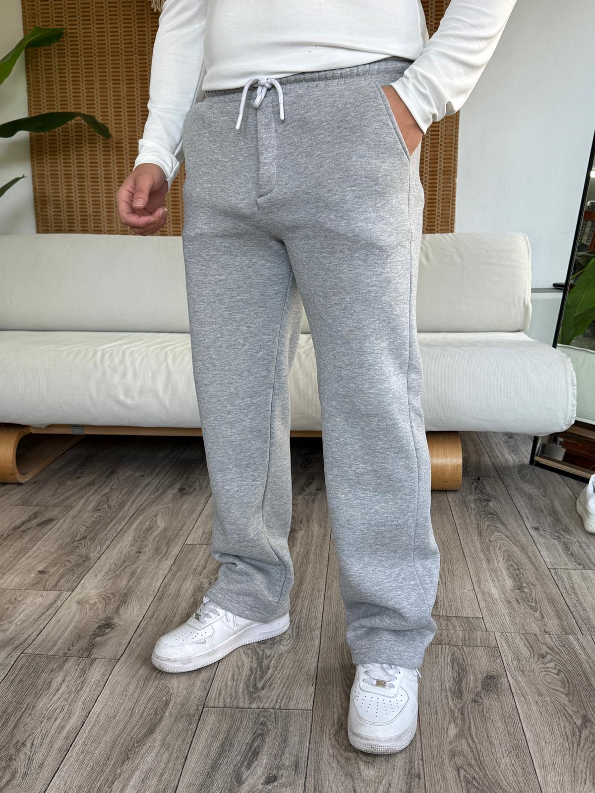 Üç İplik Şardonlu Baggy Eşofman Alt - Gri