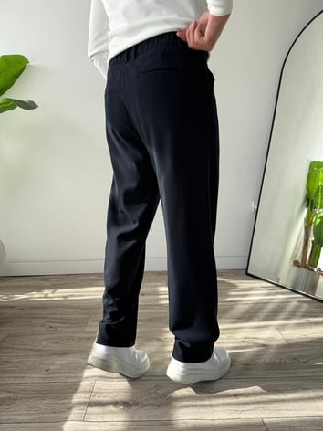 Kumaş Baggy Pile Detaylı Pantolon - Lacivert