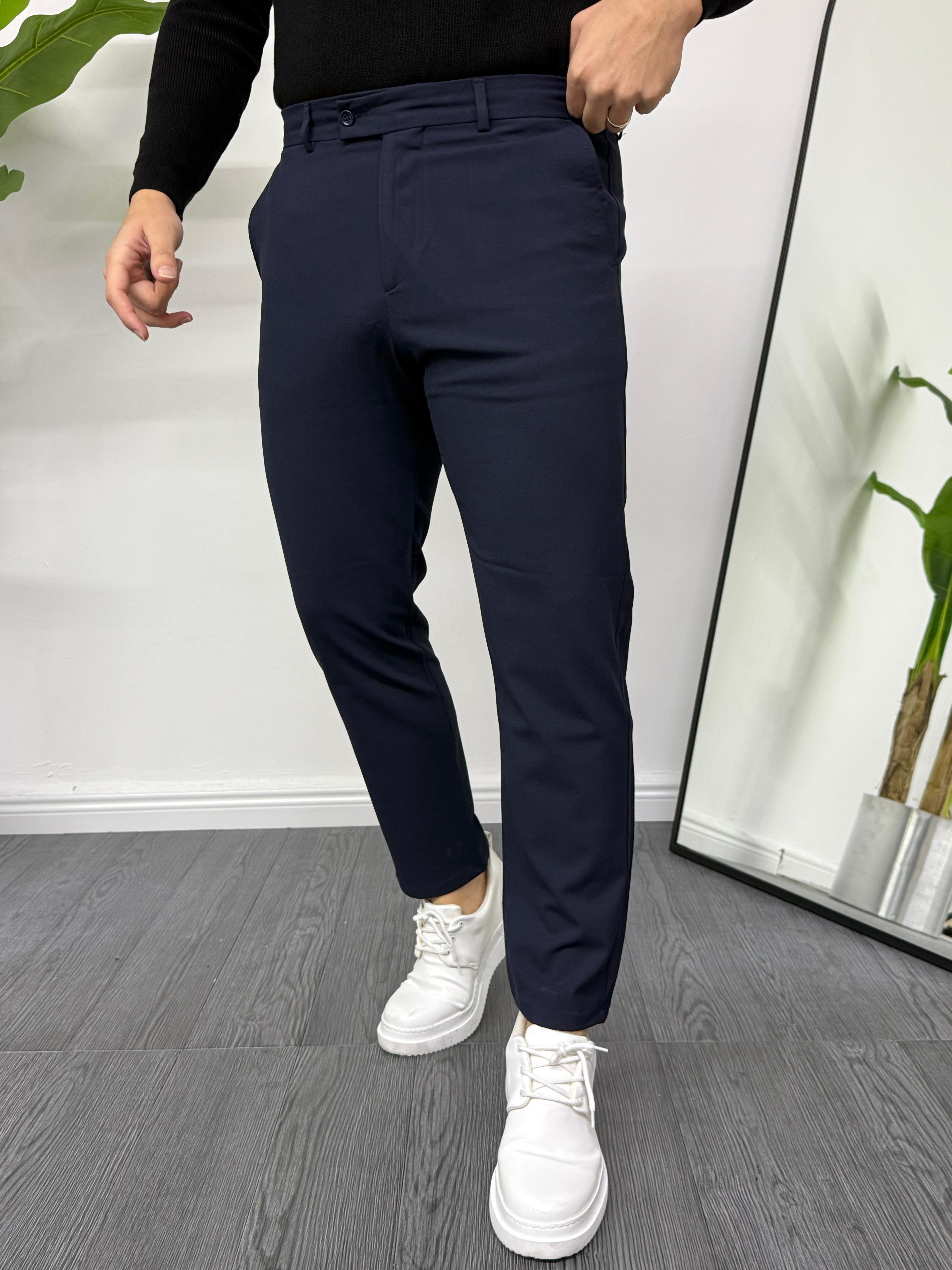 Likralı Slim Fit Dilli Kapama Kumaş Pantolon Lacivert