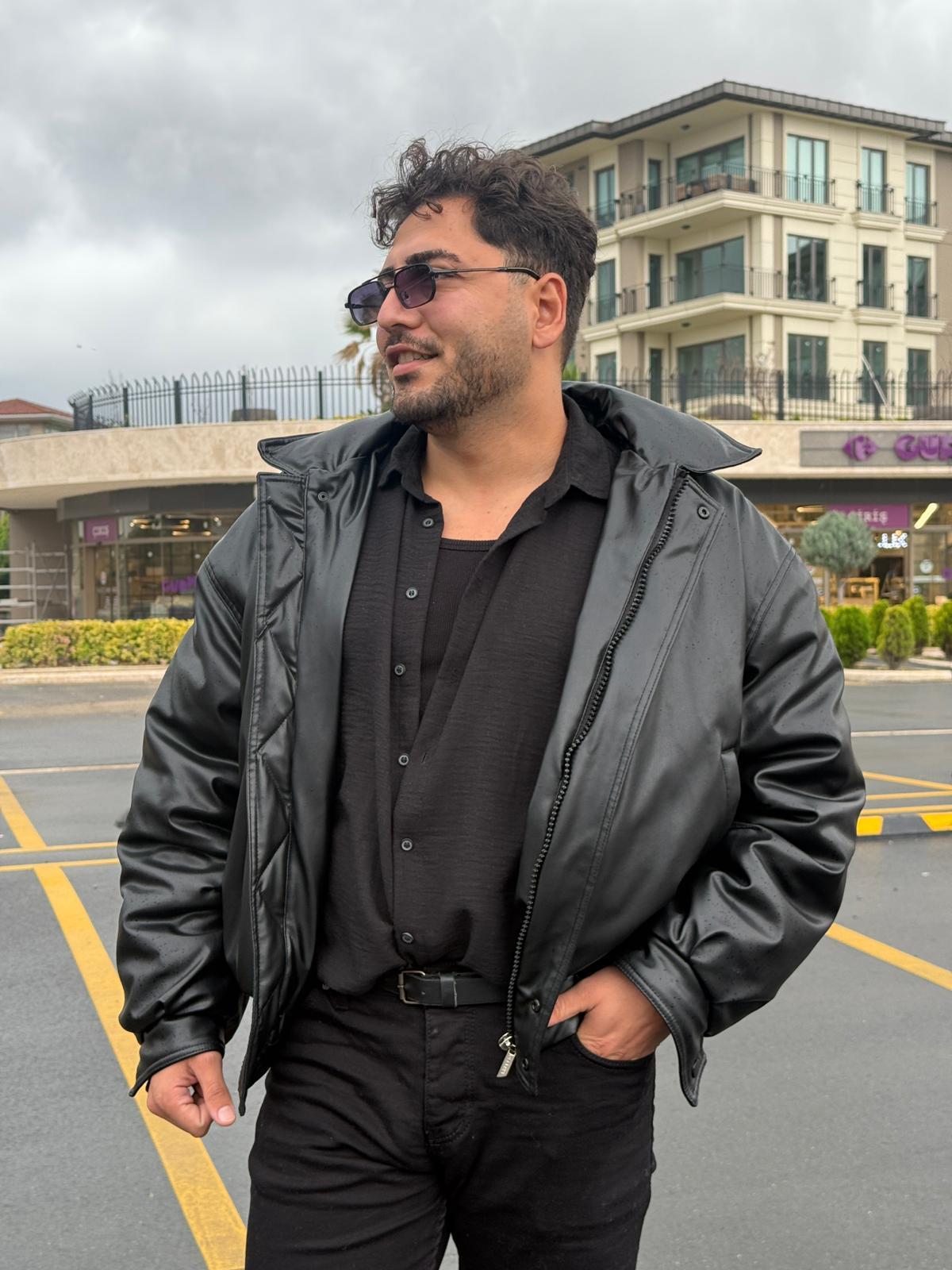 Oversize Bomber Deri Mont - S-M