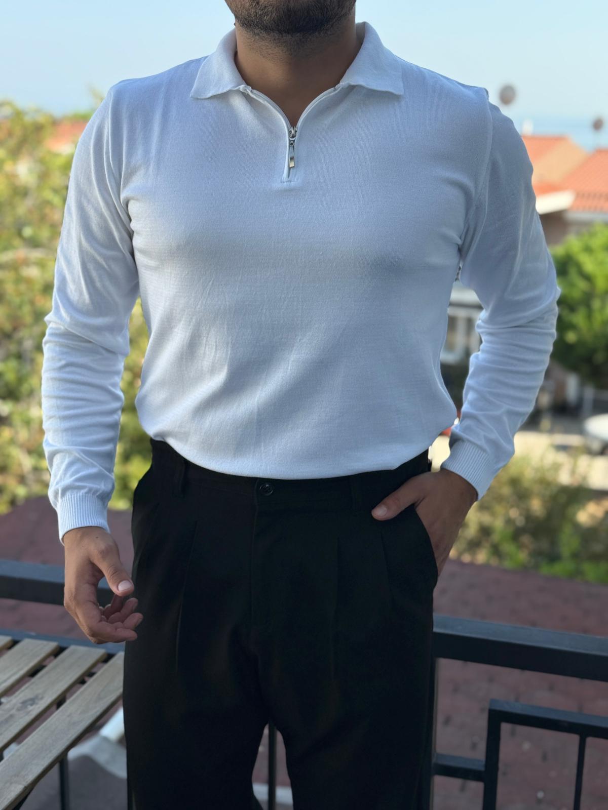 Fermuarlı İnce Triko Kazak 