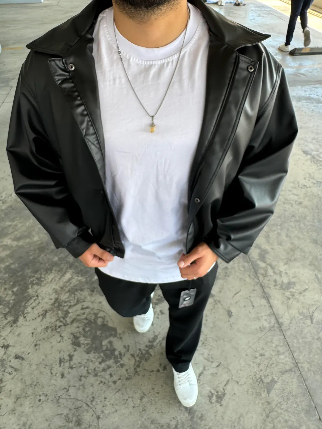 Bomber Oversize Deri Ceket Siyah