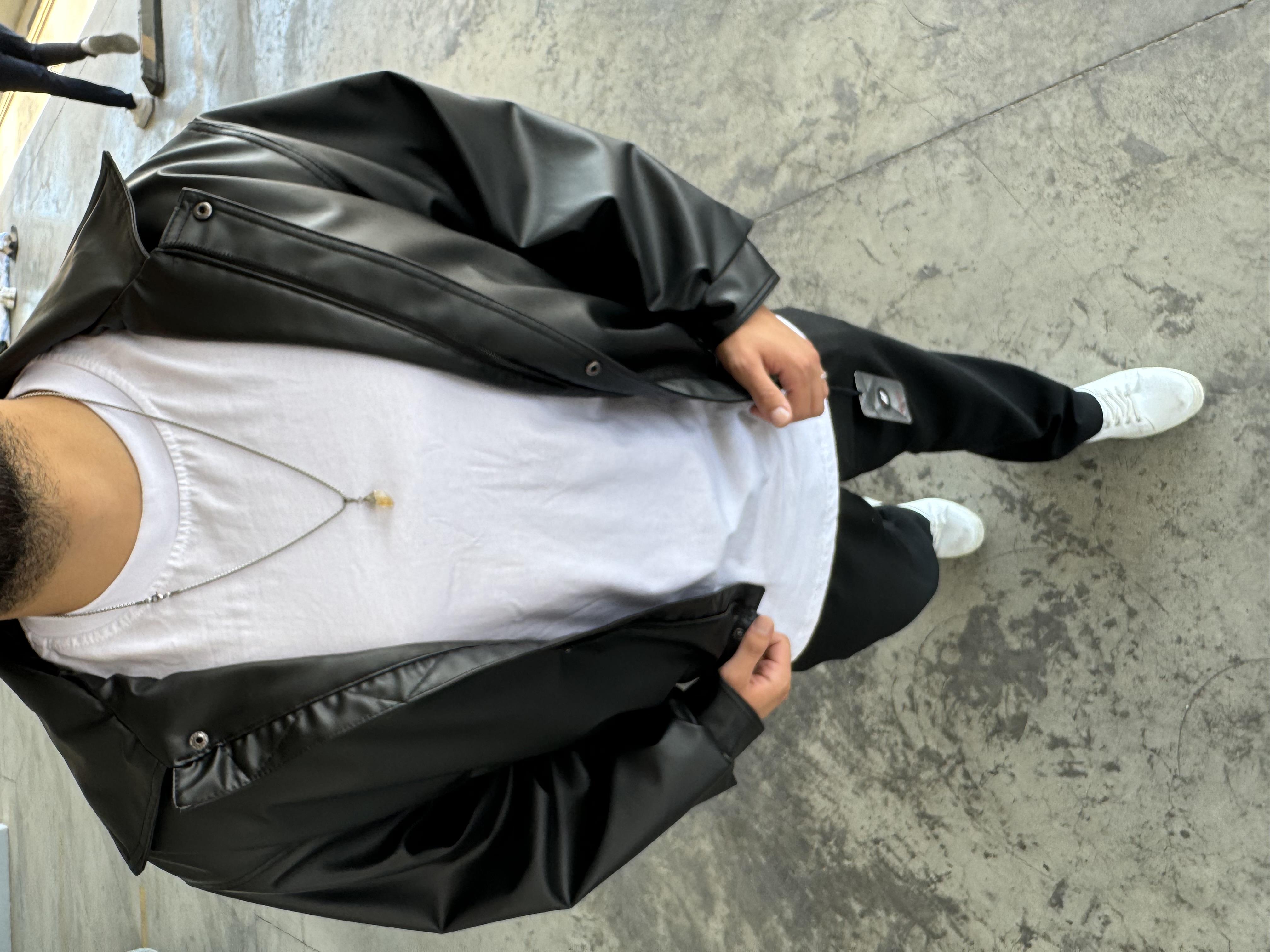 Bomber Oversize Deri Ceket Siyah